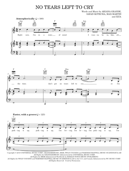 No Tears Left To Cry - Ariana Grande (Piano-Vocal-Guitar)
