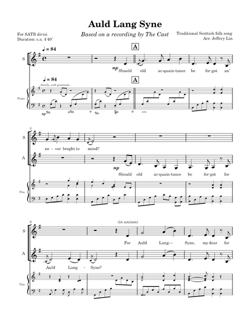 Auld Lang Syne SATB
