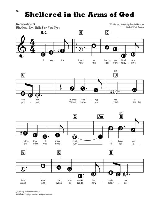 Sheltered In The Arms Of God - Dottie Rambo (E-Z Play Today)