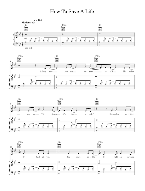 How to save a life - The Fray (Piano-Voice)