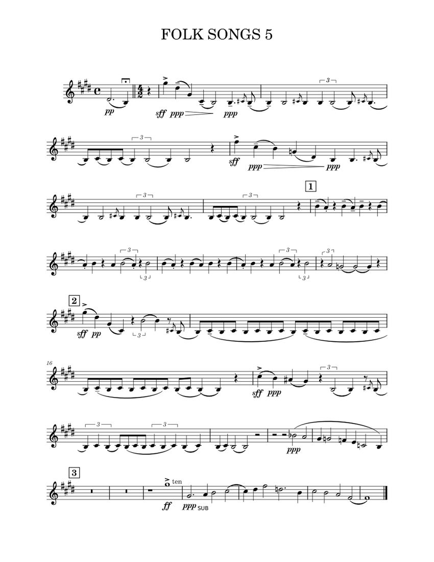 FOLK SONGS 5 Sheet Music for Piano (Solo) easy | MuseScore.com
