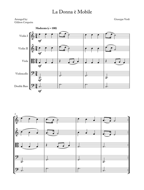 La Donna è Mobile (Arr. Gildson Cerqueira) - Giuseppe Verdi (String Ensemble)