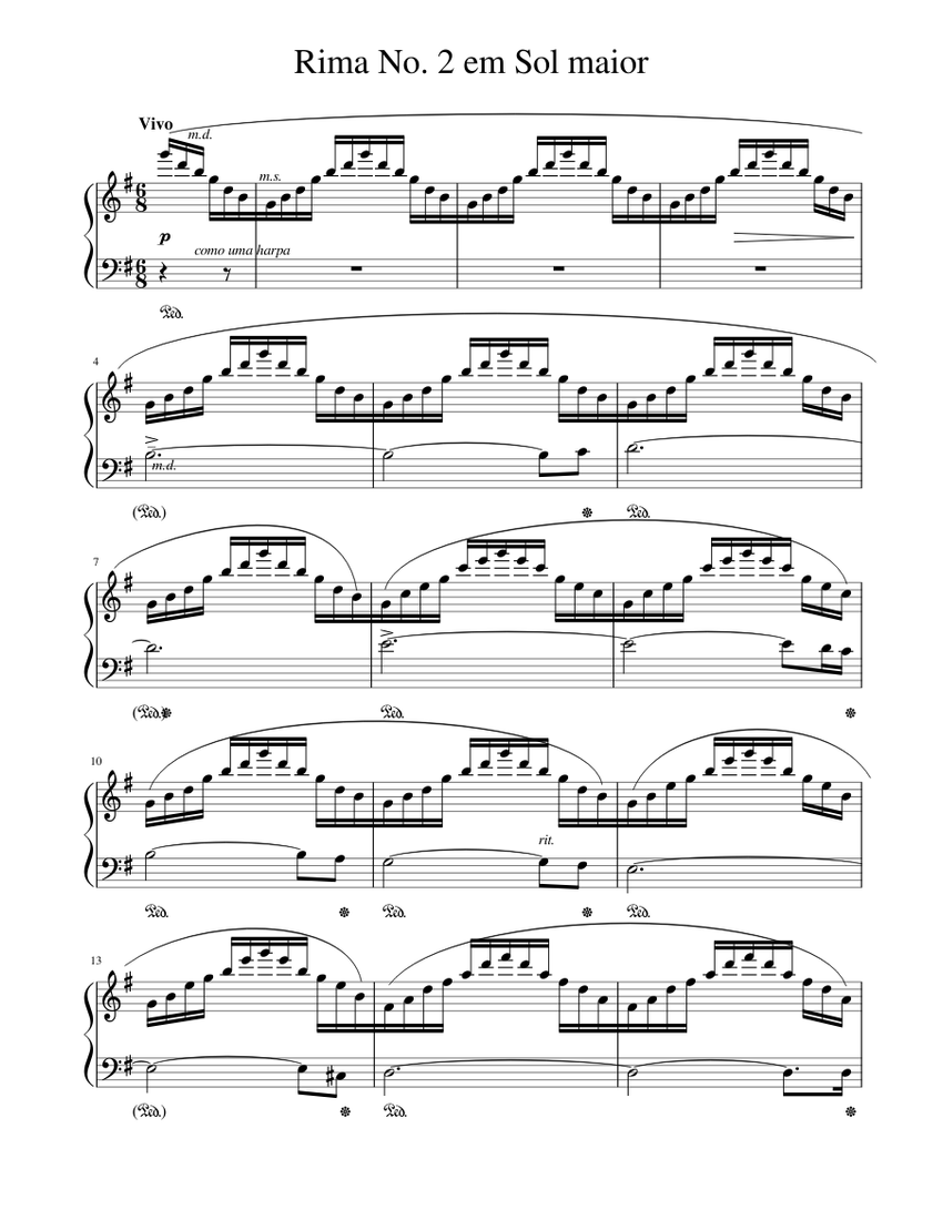Rima No. 2 em Sol maior Sheet music for Piano (Solo) | Musescore.com