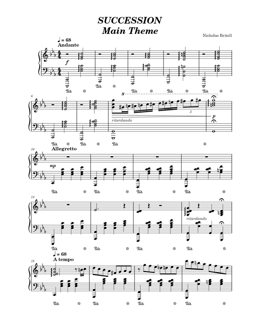 Succession Main Theme VARIATION Nicholas Britell Sheet music for