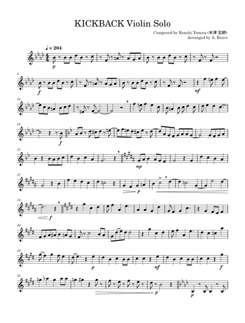 KICK BACK – Kenshi Yonezu (米津 玄師) KICKBACK [FULL] Chainsaw Man Theme no. 1 Violin Solo