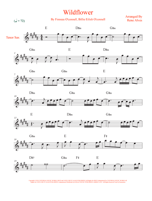Wildflower (Arr. Rene Alves) - Billie Eilish (Tenor Sax Solo)