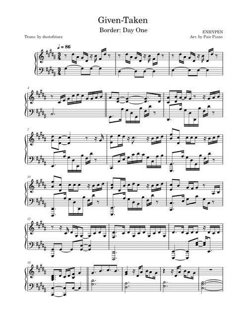 Given-Taken – ENHYPEN (Pair Piano)