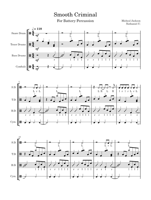 Smooth criminal – Michael Jackson For Battery Percussion