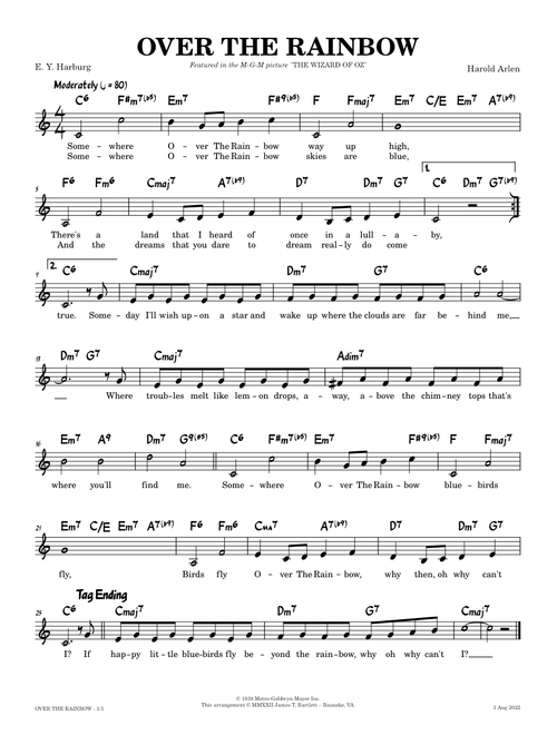Over The Rainbow  [lead sheet - C]