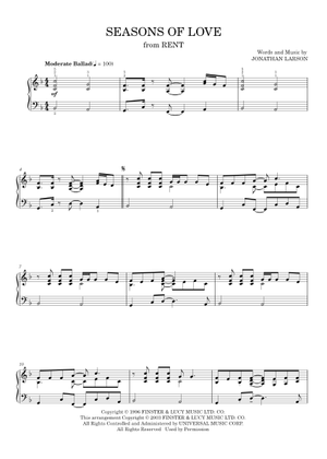 Seasons of Love – Jonathan Larson Sheet Music for Soprano, Alto