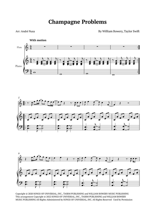 Champagne Problems (Arr. André Nusa) - Taylor Swift (Flute and Piano)