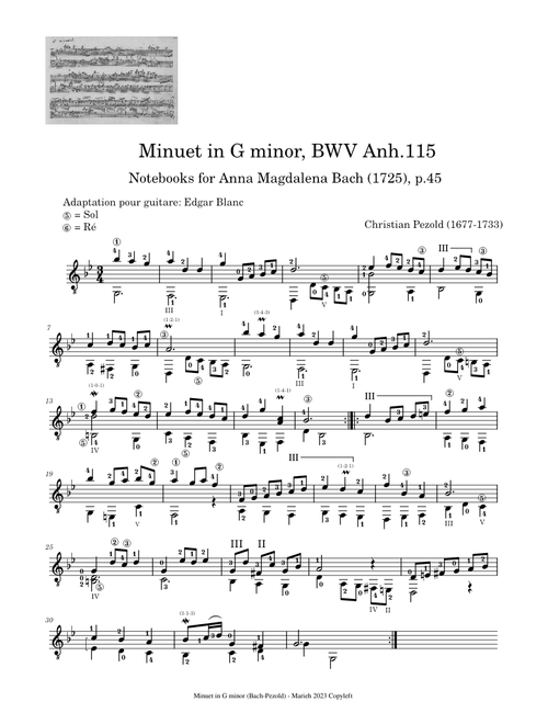 Minuet in G minor, BWV Anh.115 – Johann Sebastian Bach