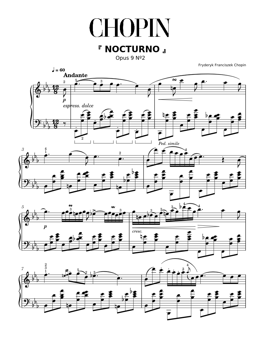 Chopin Nocturno Op. 9 Nº2 Sheet music for Piano (Solo)