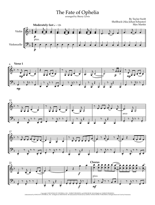 The Fate Of Ophelia (Arr. Sherry Lewis) - Taylor Swift (Instrumental Duet)