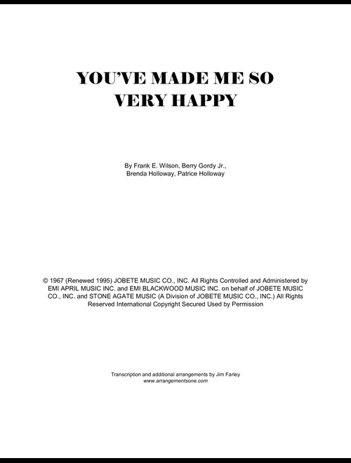 You've Made Me So Very Happy (Arr. Jim Farley www.arrangementsone.com) - Brenda Holloway (Piano Vocal)
