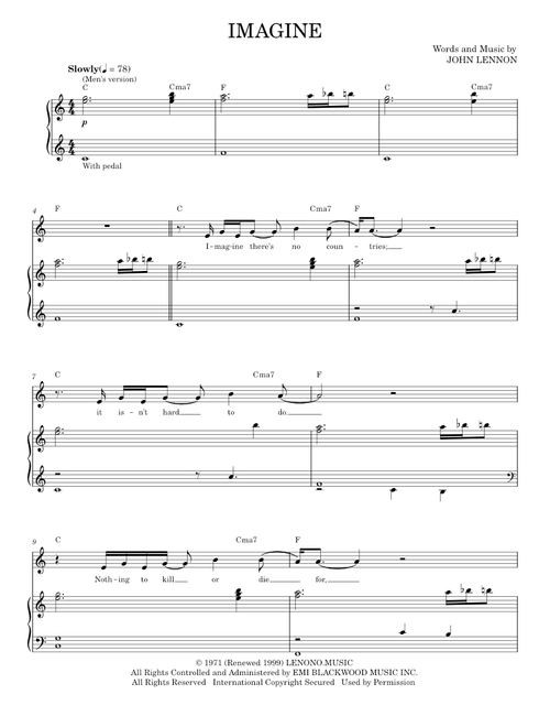 Imagine - Glee TV Series, Glee Cast, John Lennon (Piano Vocal)