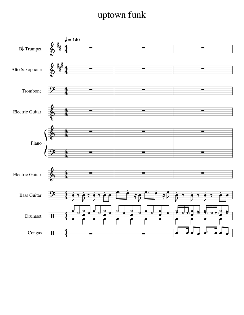 Uptown funk – Mark Ronson uptown funk Sheet Music for Piano, Trombone ...