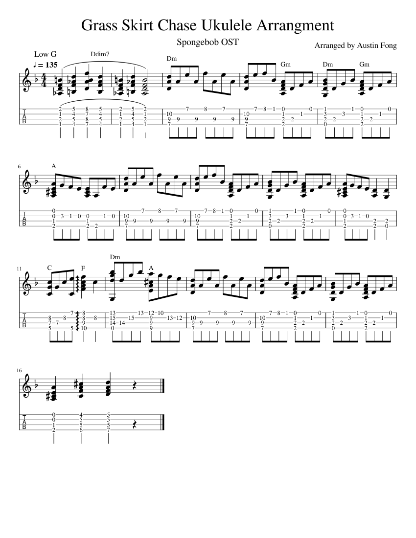 Grass Skirt Chase Ukulele Arrangment Sheet music for Ukulele (Solo