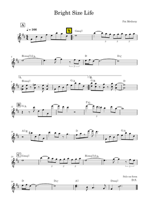 Bright size life - Pat Metheny Sheet Music with Chords for Piano