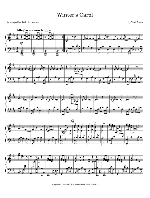 Winter's Carol (Arr. Todd J. Scallan) - Tori Amos (Piano Solo)
