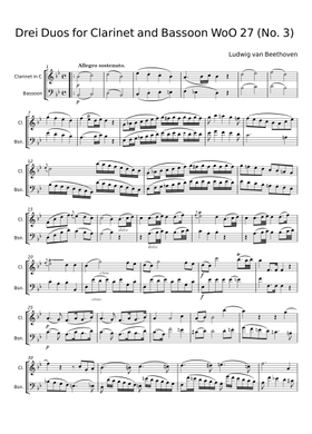 Free Drei Duos For Clarinet And Bassoon Woo 27 by Ludwig Van