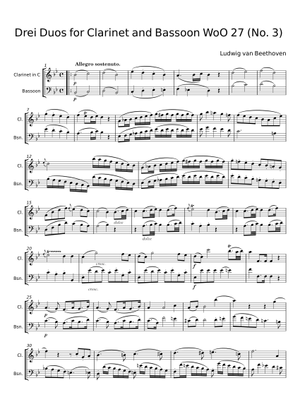Drei Duos for Clarinet and Bassoon WoO 27 - Ludwig van Beethoven