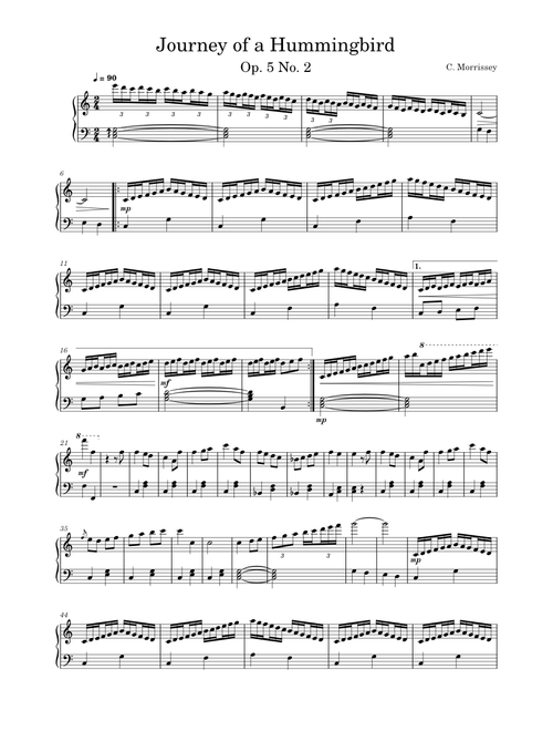 "Journey of a Hummingbird" Op. 5 "24 small preludes" No. 2