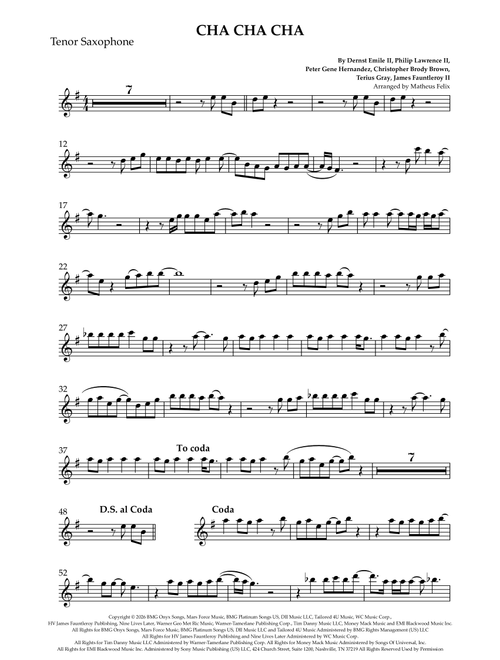 Cha Cha Cha (Arr. Matheus Felix) - Bruno Mars (Tenor Sax Solo)