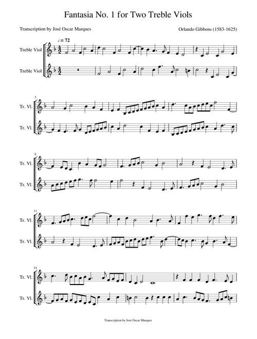 Gibbons: Fantasy No.1 for two treble viols