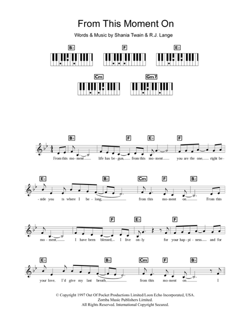 From This Moment On - Shania Twain (Piano Chords-Lyrics)