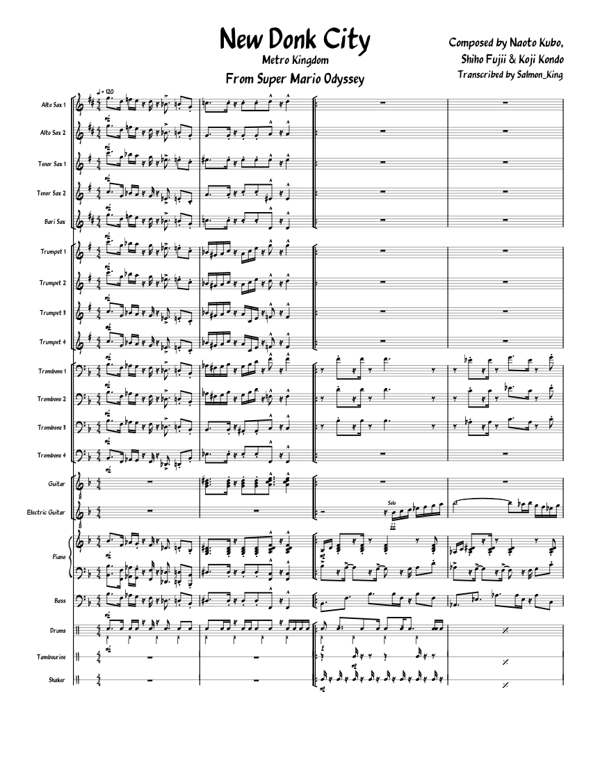 New Donk City Sheet Music for Piano, Trombone, Tambourine