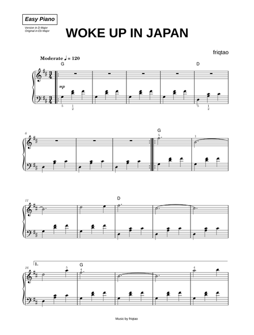 Woke Up in Japan - friqtao (Easy Piano)
