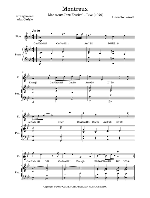 Montreux (Arr. Alex Carlyle) - Yana Purim, Hermeto Pascoal (Flute and Piano)