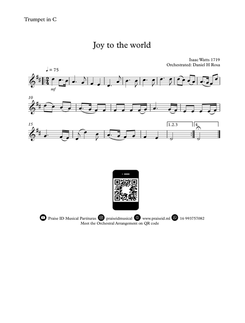 Joy to the world - Christmas Carol - C Trumpet (Arr. Daniel H Rosa) - Isaac Watts (Trumpet and Piano)