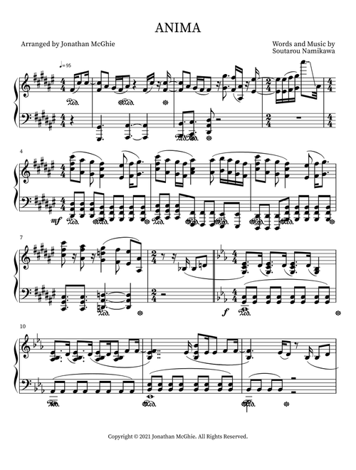 ANIMA (Arr. Jonathan McGhie) - ReoNa (Piano Solo)