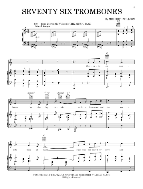 Seventy Six Trombones - Meredith Willson (Piano-Vocal-Guitar)