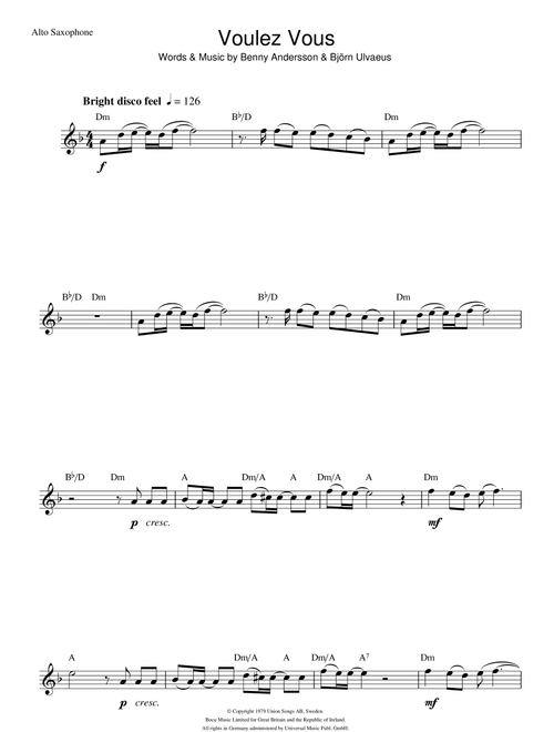 Voulez Vous - ABBA (Alto Sax Solo)