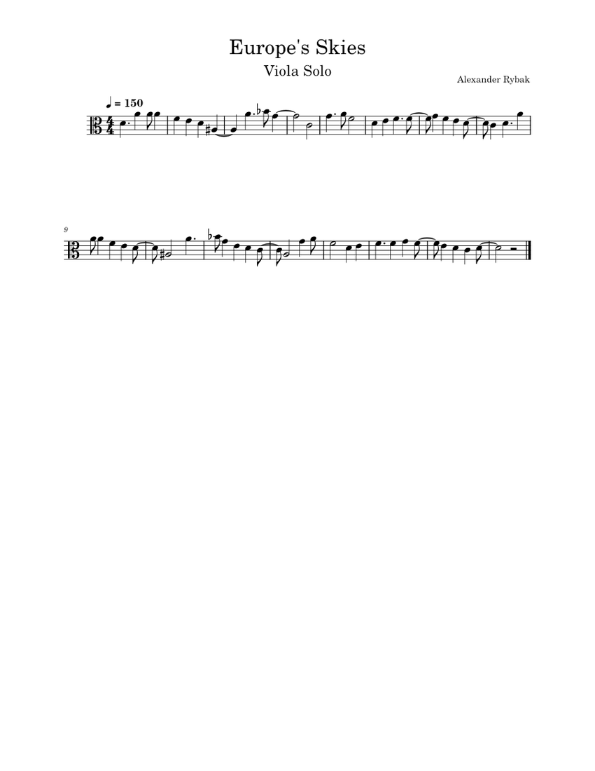 Europe's Skies Alexander Rybak Europes Skies Sheet music for Viola