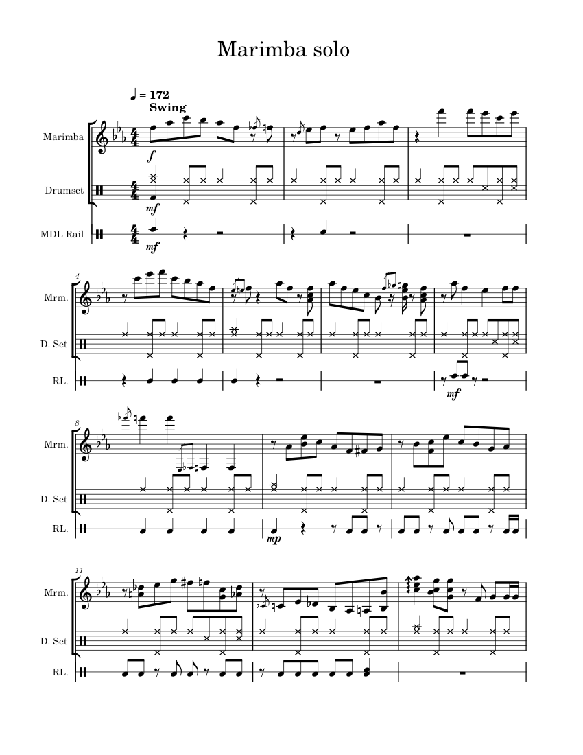 Marimba Jazz Solo Sheet music for Drum group, Marimba (Solo