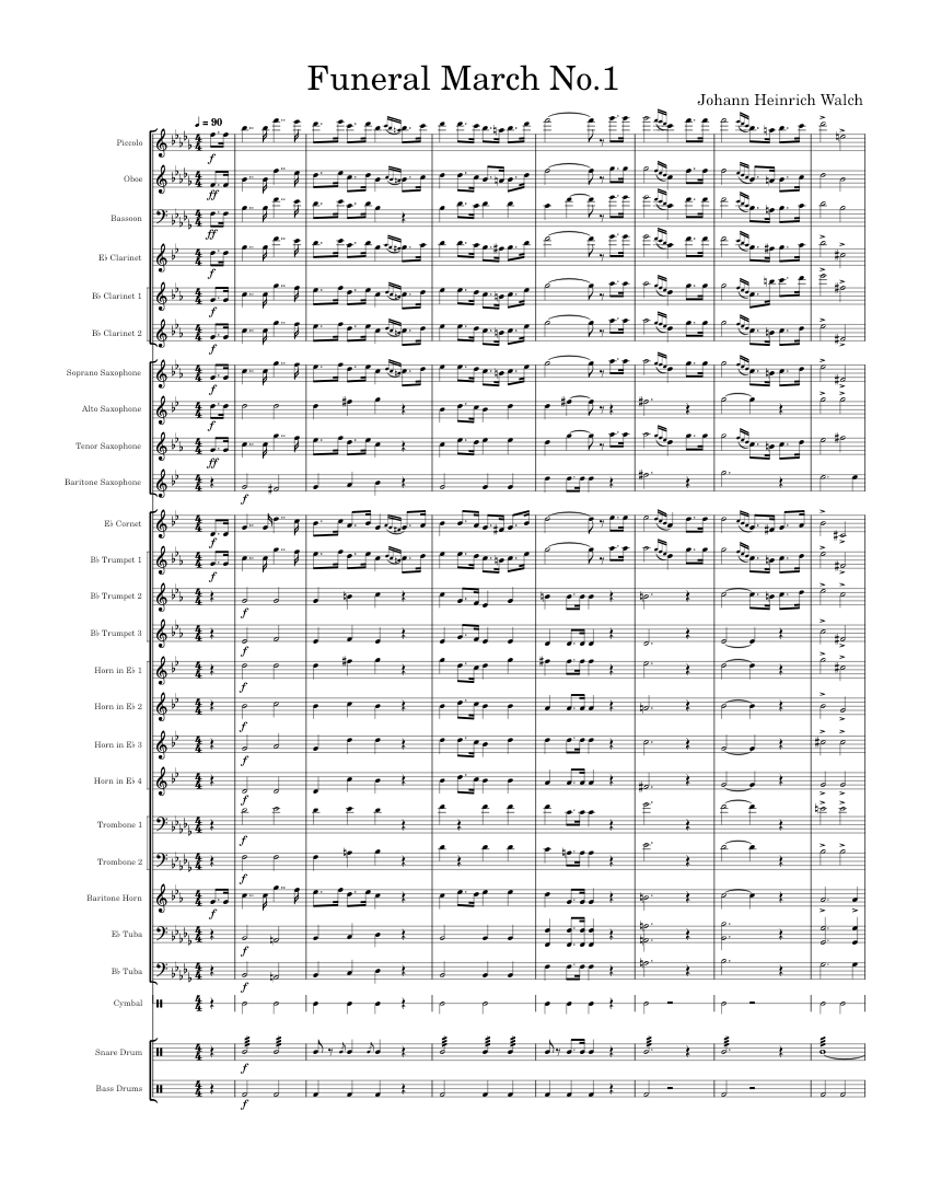 Funeral March No. 1 Johann Heinrich Walch Sheet music for Trombone
