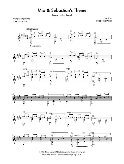 Mia & Sebastian's Theme (Arr. Eddy Andrade) - Justin Hurwitz (Solo Guitar)