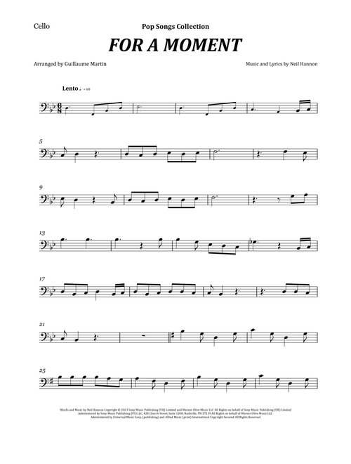 For A Moment (Arr. Guillaume Martin) - Neil Hannon (Cello Solo)