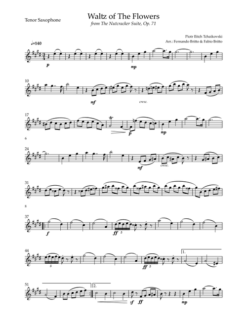 Waltz of The Flowers - from Nutcracker (P. I. Tchaikovsky) for Tenor Saxophone Solo (Arr. Fabio Britto) - Piotr Ilitch Tchaikovsky (Tenor Sax Solo)