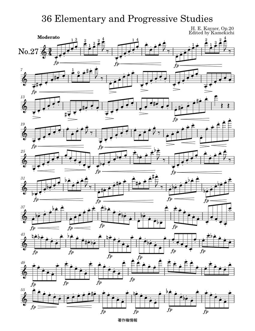 Kayser Etude No.27 Sheet Music for Violin (Solo) | MuseScore.com