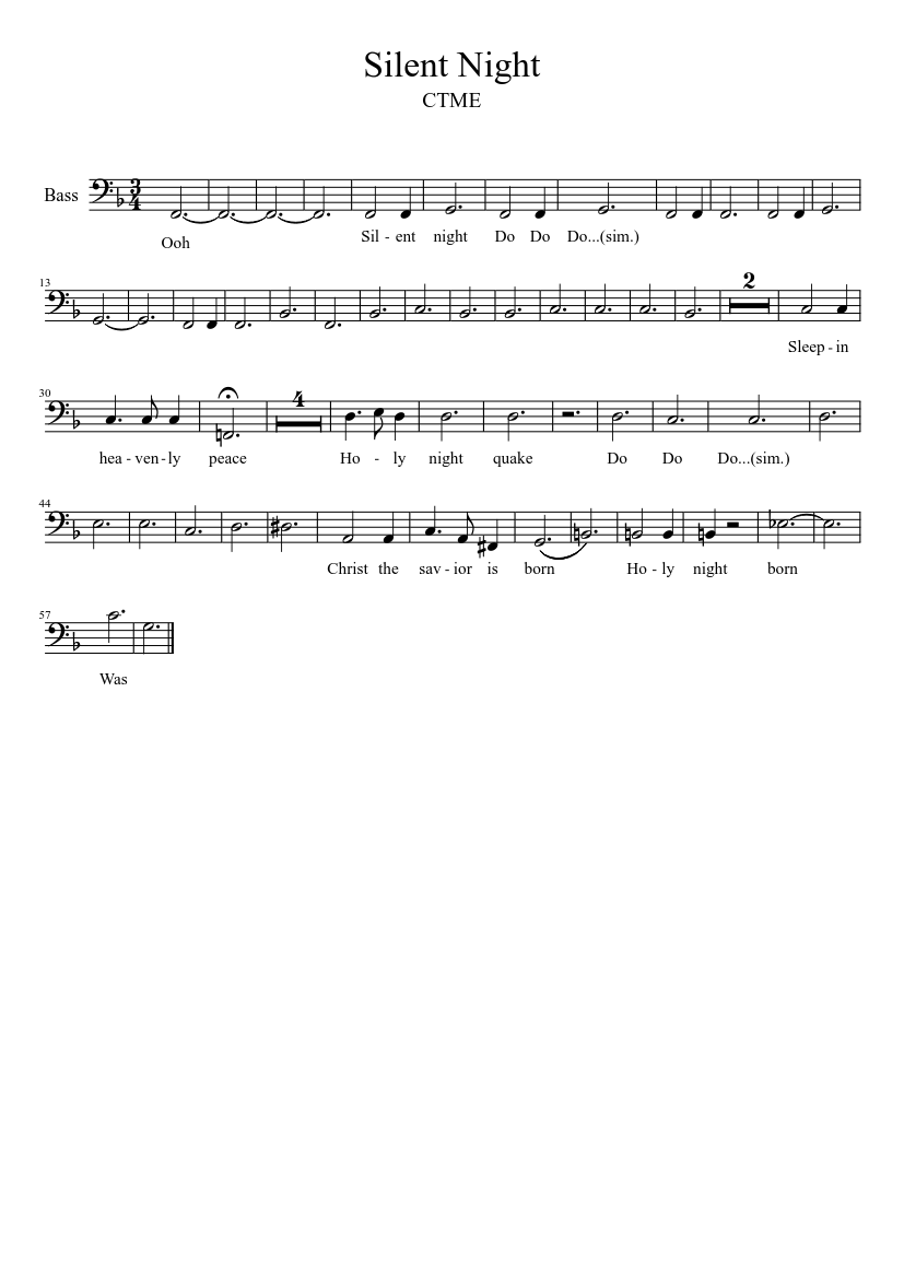 silent night on bass guitar