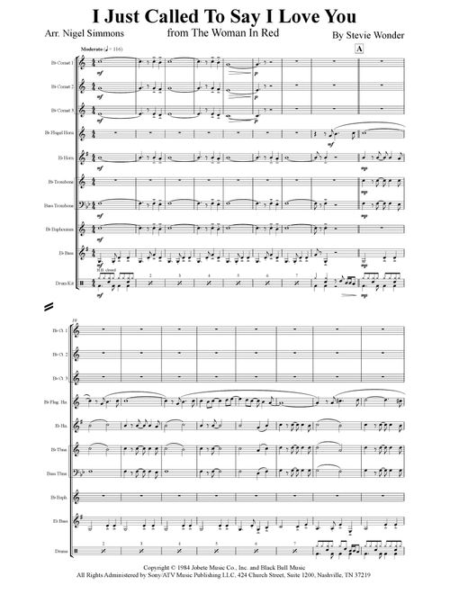 I Just Called To Say I Love You (Arr. Nigel Simmons) - Stevie Wonder (Brass Ensemble)