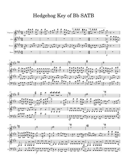 Hedgehog Key of Bb SATB