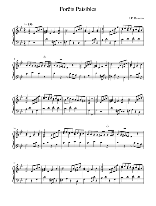 Rameau - Forêts Paisibles for Keyboard
