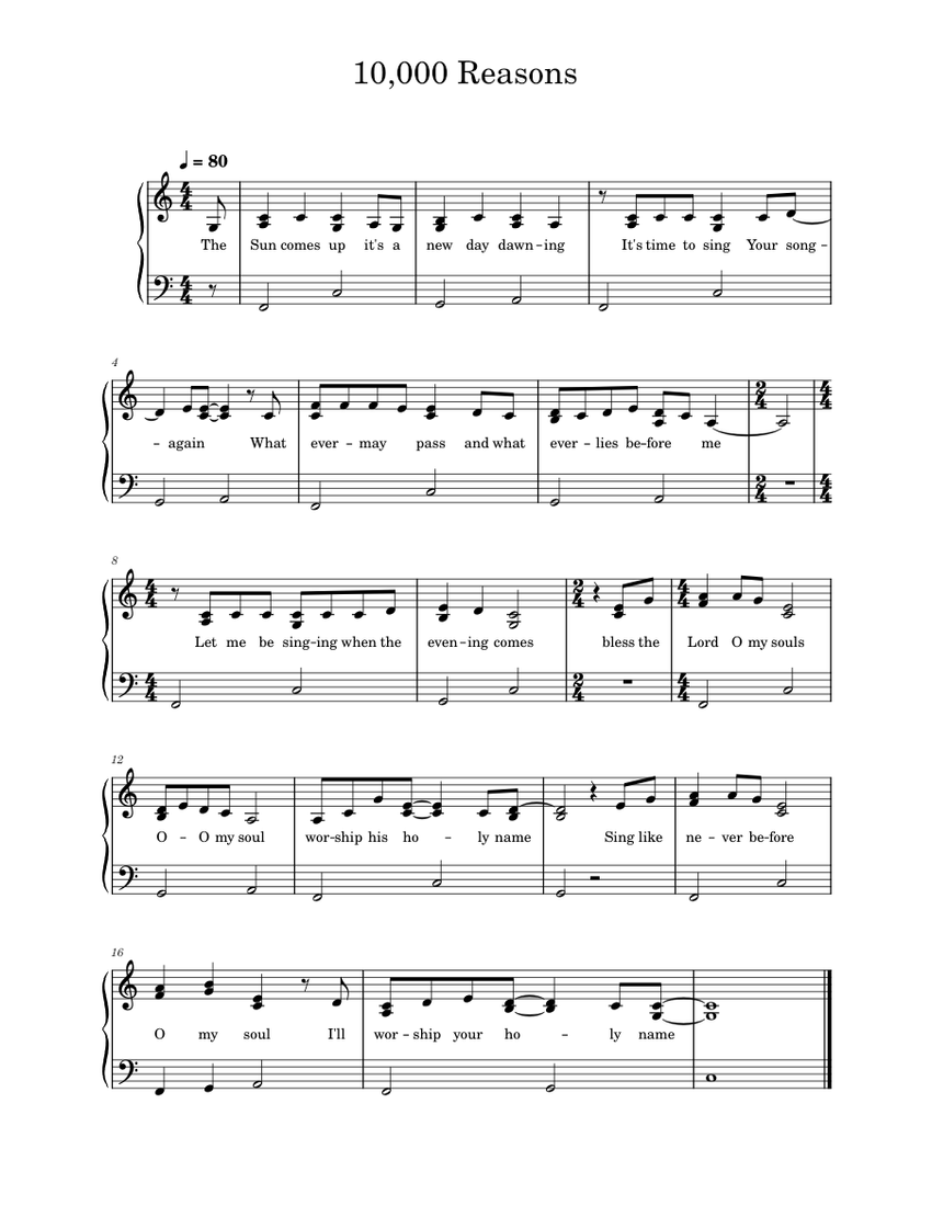 10,000 Reasons (Bless The Lord) – Matt Redman 10,000 Reasons (easy ...