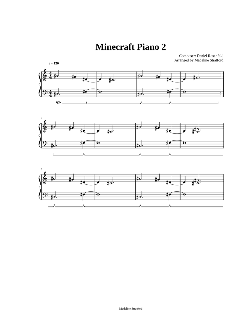 Minecraft Piano Theme 2 - Easy Solo Sheet Music for Piano (Solo ...